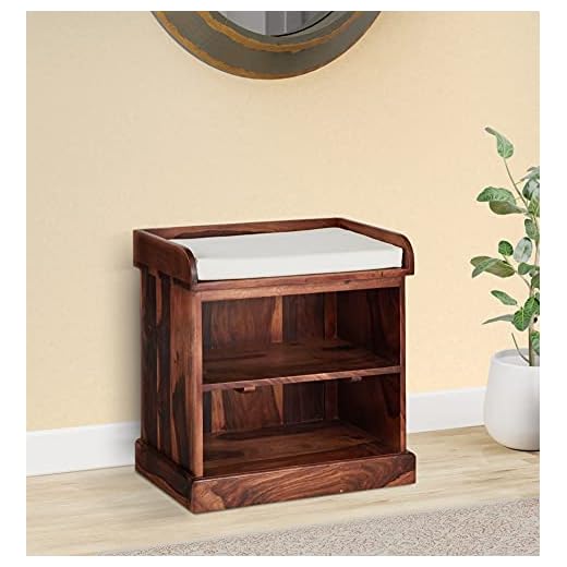 APRODZ Plata Small Wooden Shoe Rack – Multipurpose Storage Cabinet with Seat for Entryway, Living Room & Home Organization (Teak Finish)