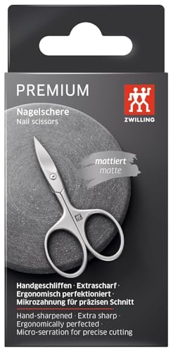 ZWILLING Nagelschere (Scharfe, leicht gebogene Schneide mit Mikrozahnung, Hypoallergen, für Finger- und Fußnägel), Premium, Silber, 90 mm