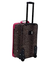 Rockland Fashion Softside 4 Piece Luggage Set, Expandable, (14" Tote/19"/24"/28"), Pink Leopard — image 3