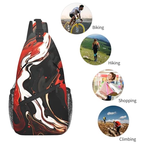 Bolso Pequeño Sling para Mujeres y Hombres Negro y Rojo miniatura 6