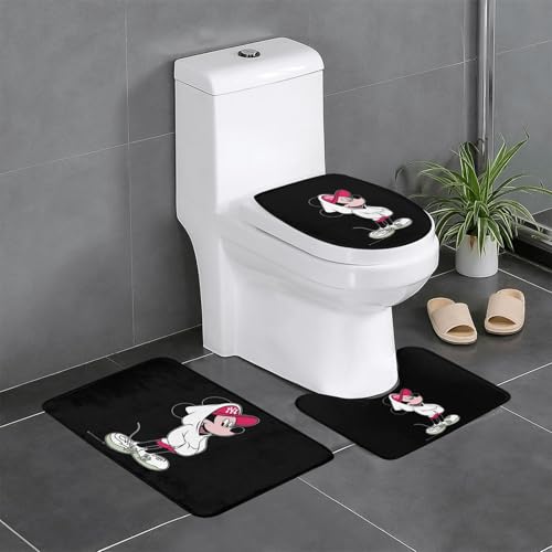 ミッキーマウス かわいい アニメ 3点セット バスマット トイレマット 便座カバー フタカバー 滑り止め 吸水 人気 漫画 足ふきマット 暖房 ふんわり 洗える 抗菌 防臭