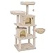 FEANDREA Arbre à Chat, Tour de Jeux, 2 niches, Beige PCT90M