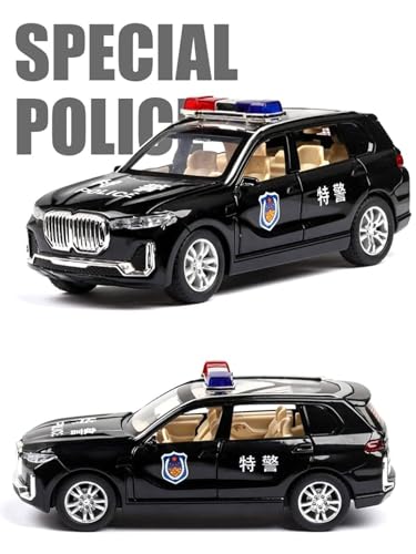 Image of DEOXY 1:32 Die-cast BMW M5 Poliece Vehicle Toy Metal car, Alloy Metal Pull Back Car with Openable Doors & Light, Music Boys Gifts Toys for Kids (Multicolor)