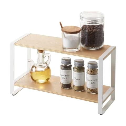 YAMAZAKI Organizador de estante de almacenamiento de acero y madera Cover