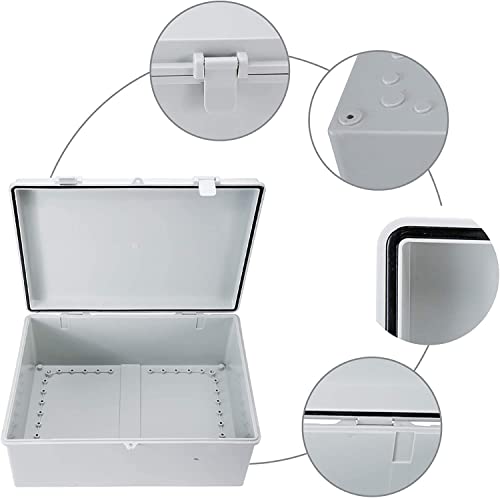 LMioEtool Boîte De Jonction En Plastique ABS étanche à La Poussière IP65 Avec Coque à Charnière Universelle Pour Projet électrique Gris 290 X 190 X 140 Mm