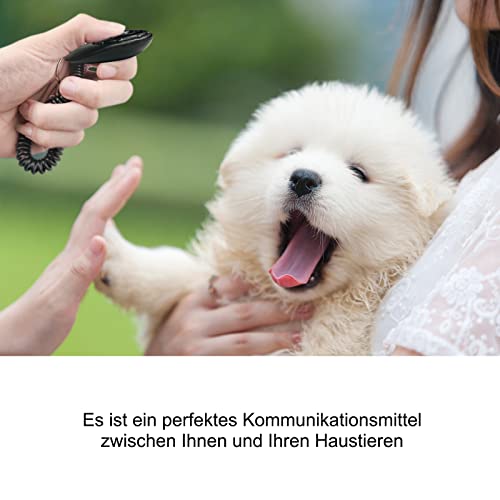Diyife Hunde Clicker, Trainings-Clicker mit Elastischem Handschlaufe, Klicker mit Großem Knopf, Hundeerziehung und Hundetraining, für Hund, Katze, Pferd (2 Stück, Schwarz + Cyan)