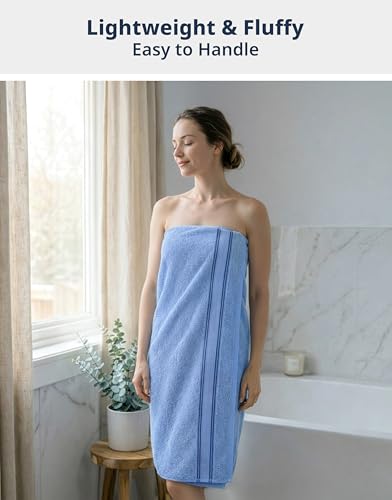 Image of Lane Linen 100% Cotton Luxury Bath Towel Set - 18 Pieces - Zero Twist, Quick Dry, Super Soft & Highly Absorbent - 6 Bath, 6 Washcloths, 6 Hand Towels for Bathroom - Pre Shrunk - Cerulean Blue
