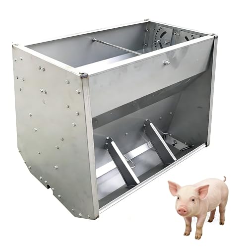 DPSXZMZ 23in 27in 35in 46in Pig Feeder 6-Door Heavy Duty Stainless Steel Hog Feeder Outdoor Livestock Feeder Farm Accessory Self Feeder with Visable Feed Design Feeding Up to 20 Hogs Silver 60cm