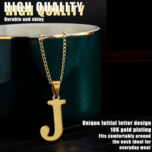 Suweibuke Initial Necklace for Men Women Boys Girls, 18K Gold Plated 26 Letters Pendant Necklace, Personalized Jewelry Gifts2