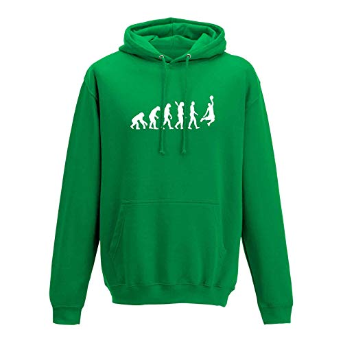 Hoodie Evolution Basketball Dunking Sport Jordan NBA 10 Farben Herren XS - 5XL DBB Alba Brose 46ers Olympia Bulls Celtics Spurs, Größe:XS, Farbe:grün - Logo Weiss
