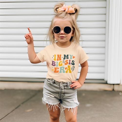 BOUTIKOME Big Sister Shirts for Toddler Baby Girl in My Big Sis Era T-Shirt Summer Tees Announcement Outfit Short Sleeve Tops2