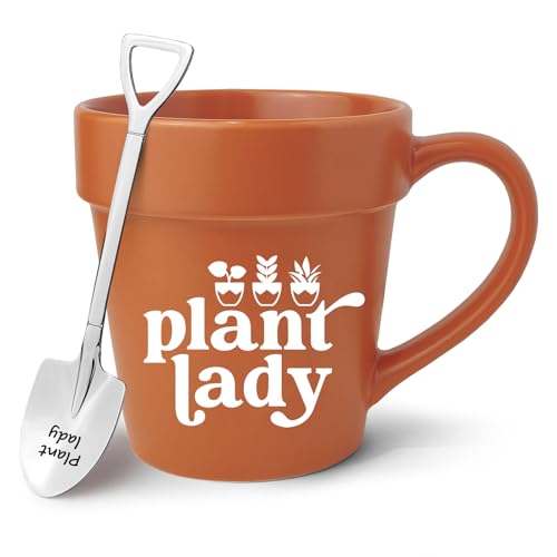 Lasimfa Funny Mug Gardening Gifts for Women Friend, Plant Lady Plant Lover Gift for Women Mother's Day, Cute Gardener Gifts for Her, Friends, Novelty Mug with Shovel Spoon