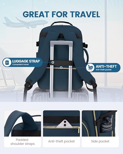 Image of LOVEVOOK 40L Travel Backpack Flight Approved Carry on Backpack,3 Packing Cubes,Waterproof Personal Item Travel Bag,TSA Carry on Luggage Suitcase Travel Essentials,Gifts for Women & Men,fits 17 inch Laptop