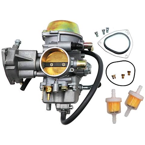 KIPA Carburetor For Yamaha RHINO 660 YFM660 YXR660FA YXR660FSE YXR660FH YXR660 Hunter UTV ATV 2004 2005 2006 2007 Replace OEM part number 5KM-14901-00-00 2Pcs New Main jets & 2Pcs Fuel Filters Cover