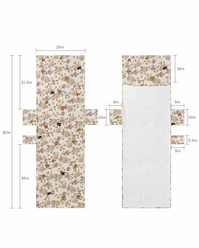 Vintage Floral Beach Lounge Chair Towel Cover, Soft Chaise Lounge Towel with Side Pockets Patio Pool Chairs Cover for Beach/Pool Sunbathing 29x85 Spring Floral Botanical Butterfly Rustic