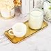 4PCS Stainless Steel Serving Trays Gold Trays for Decor 8.66 X3.82 Inches Rectangle Serving Vanity Tray Small Jewelry Makeup Decorative Storage Platter for Party Buffet Sushi Snack Tea Fruit