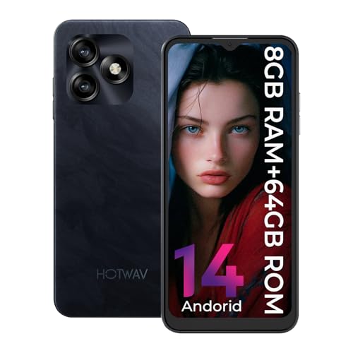 HOTWAV Note 15 Smartphone 2024 Android 14 Cellulare 8GB RAM+64GB ROM/1TB TF 6,6'' HD+,5160mAh 13MP Fotocamera Dual SIM 4G Telefono Cellulare,Ultra Sottile/GPS/Montato Lateralmente Fingerprint/Face ID