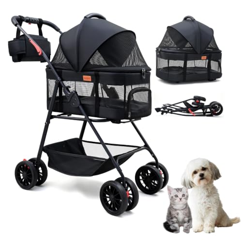 Bicystar Dog Stroller with Detachable Carrier Black