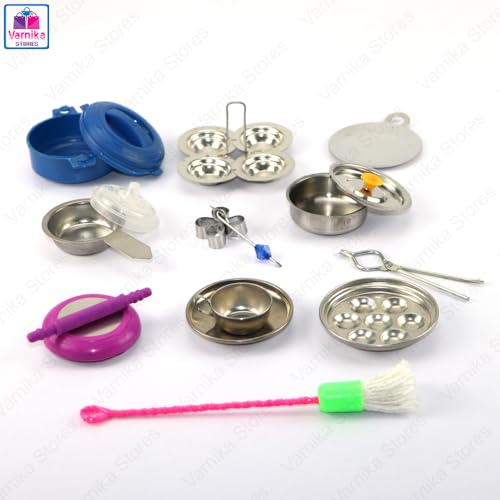 Image of Miniature Kitchen Set Toys for Kids | Cooking Set Toys for Kids | Steel Kitchen Set for Girls | Choppu Jaman | (Pack - 50)