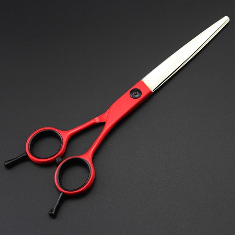 Dog Grooming Scissors Shears, 5PCS Japan 440c 7 Inch Red Pet Dog Grooming Hair Scissors Cutting Shears Pet Thinning Barber Hairdressing Scissors Set