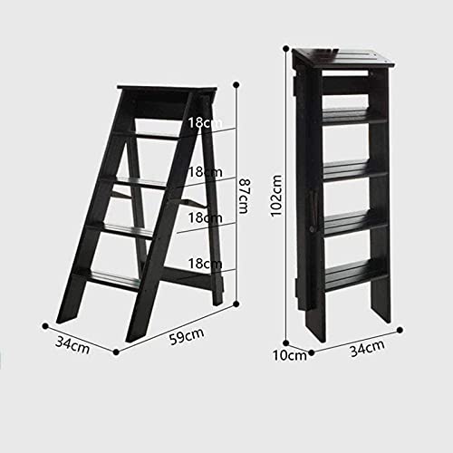 Taburete de escalera multifuncional plegable de madera de 5 peldaños 3
