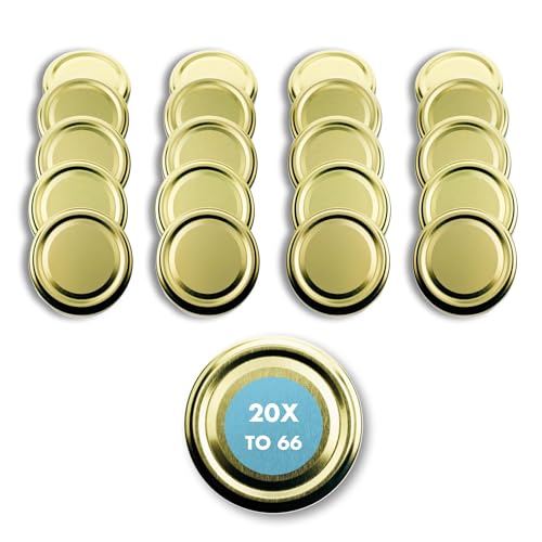 20 tapas de repuesto TO 66 I multicolores de 66 mm I para tarros de almacenamiento de almacenamiento, tapas para tarros de conservas, tarros de mermelada, tarros de miel, tarros de delicatessen