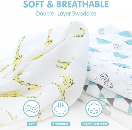 Amazon Com Muslin Baby Swaddle Blanket Soft Cotton Neutral Receiving Blanket Wrap For Boys Girls Newborn 4 Pack Large 47x47 Inches Swaddling Blankets Baby
