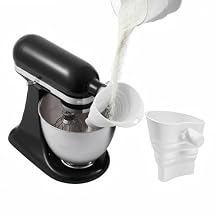 Foldable Silicone Flour Funnel for Stand Mixers, No-Mess & Anti-Splash Kitchen Gadget, Dishwasher-Safe Baking Accessories Fits 4.5-5Qt KSM150 Best Kitchen Aid Mixer Attachments White