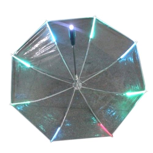 diowewea Créatif coloré Flash lumière LED coupe-vent soleil pluie nuit Protection parapluie (changeant de couleur) Transparent
