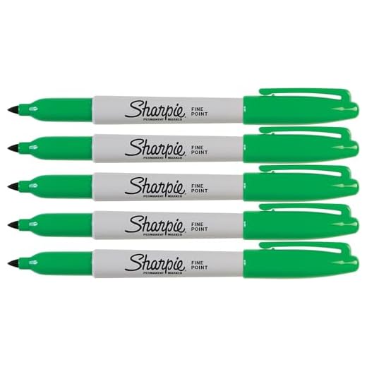 Sharpie Green Markers, Fine Point Tip, Permanent Markers, 5-Count