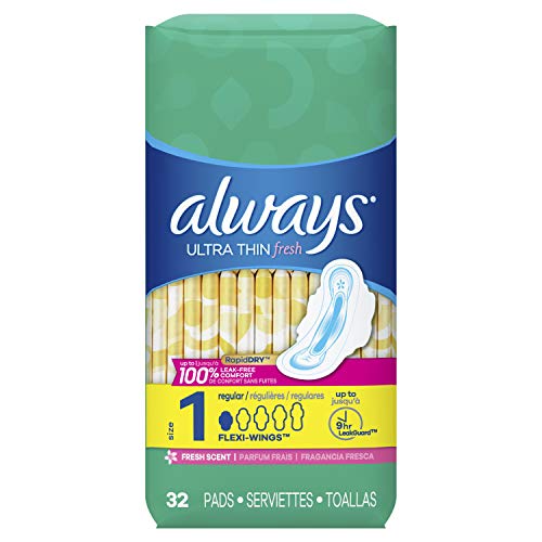 Always Ultra Thin Pads for Women, Size 3 Extra Long Super Absorbency With Wings Unscented, 32 Count - Pack of 2 (64 Count Total)