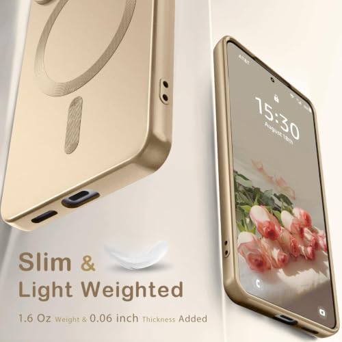 Image of DIZORO Compatible with Samsung S26 Case, Compatible with Mag Safe, Matte Luxury Metallic Luster Flexible TPU Wireless Charging Shockproof Case with Camera Protector Desert