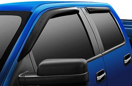 4pcs Set Tape-On Smoke Tint Window Visor/Wind Deflectors Compatible with 2009-2014 Ford F150 Super Crew Cab Only