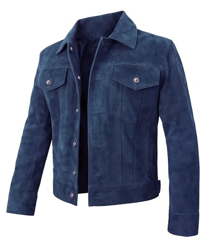 Image of LP-FACON Mens Western Style Trucker Suede Leather Jacket
