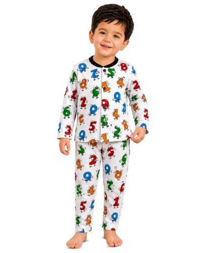 Image of 3BROS BodySuit /Dress for Boys /Girls Full Pajama & Casual Full Sleeves Night Suit Top Combo Kids Set