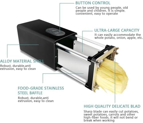 Electric French Fry Cutter - Stainless Steel Potato Chipper for Perfect Homemade Fries, Ideal for Restaurants and Home Kitchens