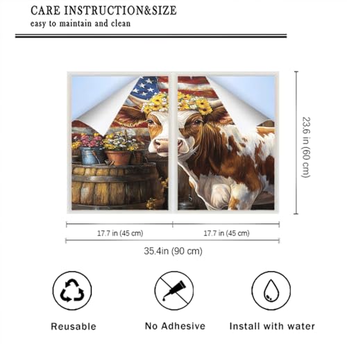 Vinilo decorativo para ventana Abstract Barn Cow 17.7x23.6 in x2 miniatura 2