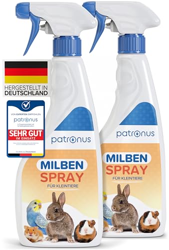 Milbenspray Meerschweinchen, Kaninchen & Kleintiere wie Hamster oder Wellensittich 2X 500ml - Effektiver Schutz vor Milben und Parasiten, Anti Milben-Spray speziell für Kleintiere & Vögel