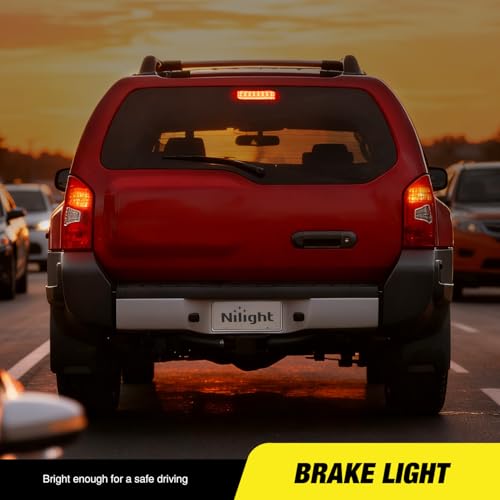 Image of Nilight Third Brake Light Tail High Mount 3rd Stop Lights Smoked Lens Compatible with Nissan Xterra 2000 2001 2002 2003 2004 Van SUV Rear Center Cab Lamp