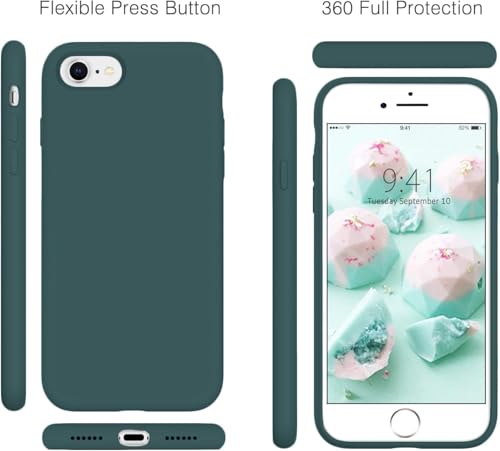 Image of VONZEE iPhone 7 /8 /SE /SE (3rd Gen) Cover Wireless Charging Support, Liquid Silicone Gel Rubber Shockproof Case Candy Phone Cases for iPhone 7 /8 /SE /SE (3rd Gen) (Forest Green)