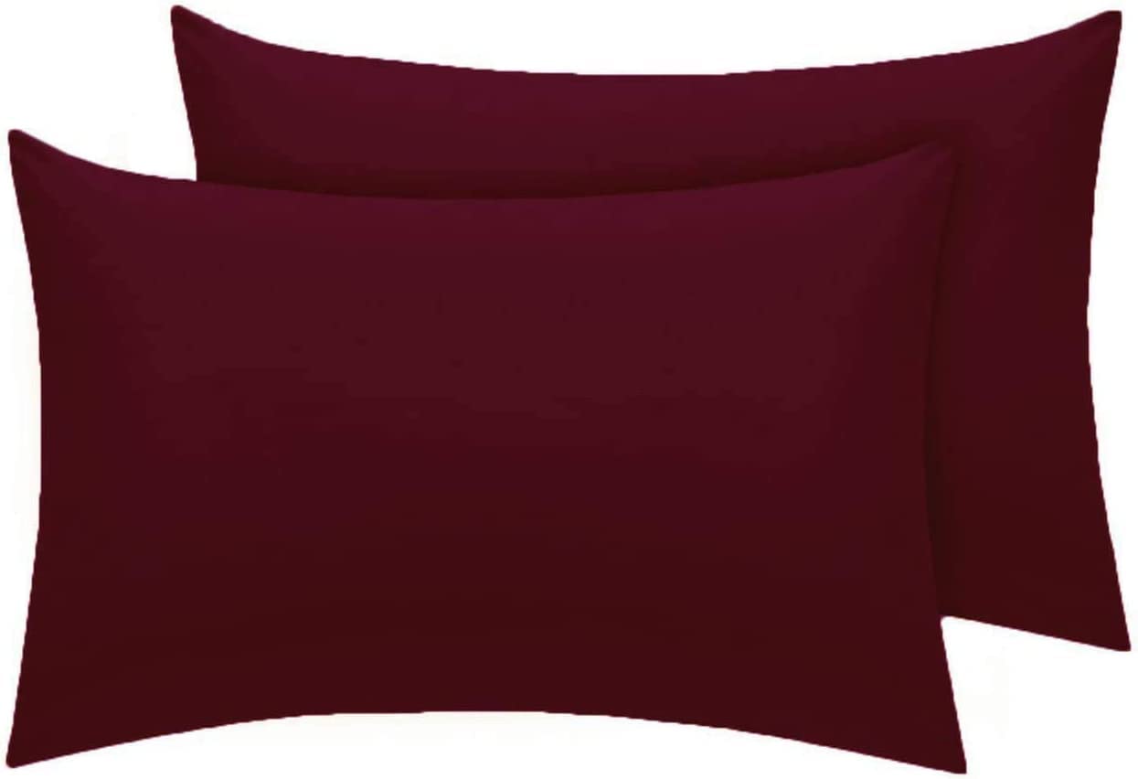 NIGHTZONE Pillowcase Pack of 2 Housewife Luxury Percale Pillowcase 50x75cm 100% Polycotton Plain Dyed Pillow Cases (50 x 75 cm, Wine)