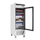 Commercial Glass Door Refrigerator, Atosa Single Door Beverage Showcase Bottom Mount Stainless Steel...
