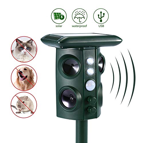Preisvergleich Produktbild Ultraschall Tiervertreiber Solar Tierabwehr Wasserdicht Abwehr Katzenschreck Hundeschreck Marderabwehr vogelabwehr