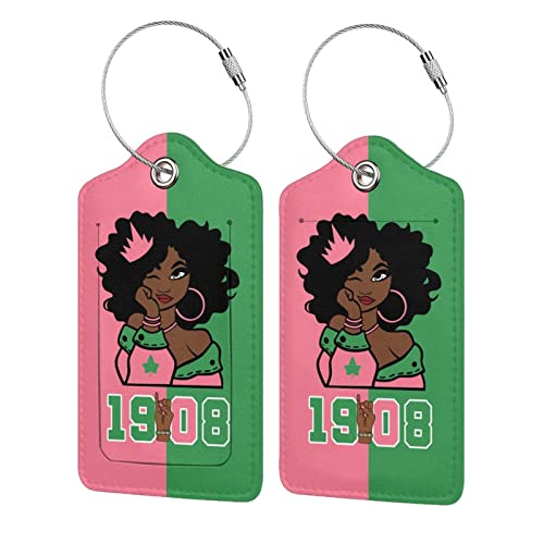 2 Pack Luggage Tags for Travel PU Leather Luggage Tag Accessories Sorority Paraphernalia