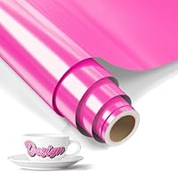LIKCUT Permanent Vinyl 12\" x 6ft, Glossy Pink Adhesive Vinyl Roll for Cricut & Silhouette Cameo Cutting Machine, Ideal for Brithday & Party Home Decor, DIY Mug & Ceramic
