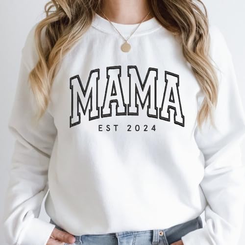 Customized Embroidered Sweatshirt For Women, Custom Embroidered Hoodie For Mama, Mom, Grandma, Personalized Gift For Women3