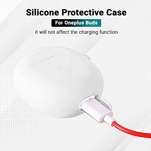Image of KACA Protective Shockproof Silicone Cover Case with Buckle Compatible with OnePlus Buds (White)