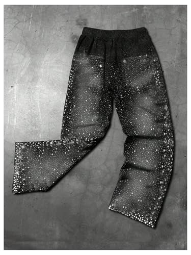 SOLY HUX Men's Baggy Sweatpants Y2k Sparkly Printed Drawstring Elastic Waist Pants Hip Hop Streetwear2