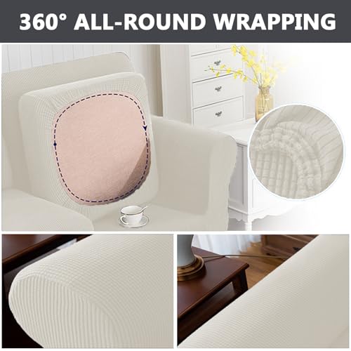 NNSMUN Bezüge Für Wohnwagenpolster Jacquard, rutschfeste Wohnmobil Sitzpolster Bezug Mit 2 Cord Wasserdichtes, Sofa Sitzkissenbezug Für Schonbezug Wohnwagen Polster (Beige,L 65-95cm,W 65-95cm)