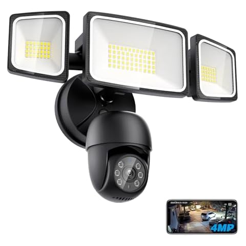Onforu Floodlight Camera Outdoor, 2K HD Security Flood Light Cam Wired, 360° Coverage AI Detection & Auto Tracking, 55W 5500LM Motion-Activated Flood Lighting Camera, Color Night Vision, 2-Way Audio Cover